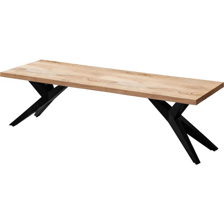 Esszimmerbank 160x45x45cm Akazie Massivholz Metall Loft-Style Industrial