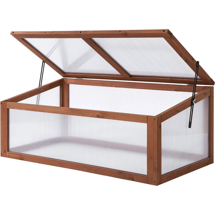 MELAYR, Mini-Gewächshaus, Kleines Gewächshaus für den Garten, mit PC-Platten, 100 x 65 x 40 cm, Braun – Bild 1