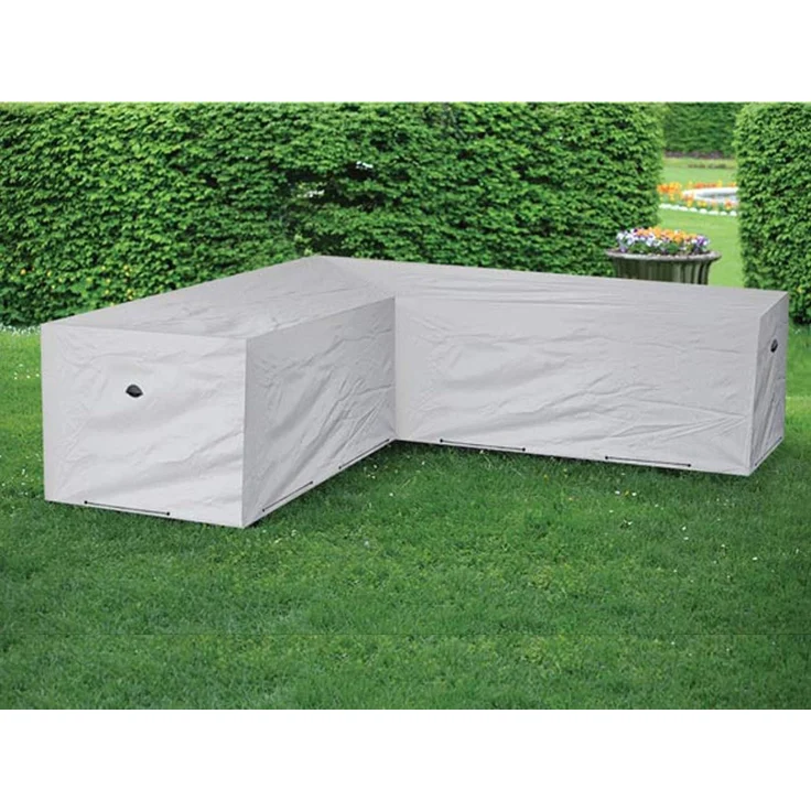 Wetterfeste Schutzhülle Abdeckung für L-förmiges Garten Lounge Set, Polyester grau, 300 x 300 x 90 cm – Bild 4
