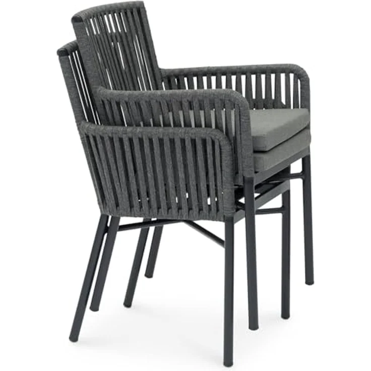 IDIMEX Garten-Essgruppe AFUERA, Gartenmöbelset für 8 Personen, wetterfester Materialmix Schwarz – Bild 5