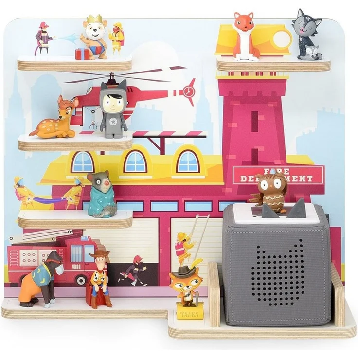 stadtecken Kinderregal mit schmalen Boden - geeignet für die Toniebox und Tonies, Bunte, verspielte Aufbewahrung für 35 Figuren, ideal fürs Kinderzimmer – Bild 1