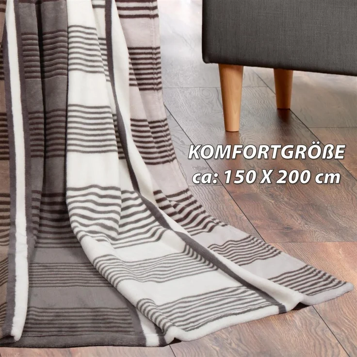 Mikrofaser Flauschdecke 150x200cm - Ornament Streifen 150x200cm – Bild 3