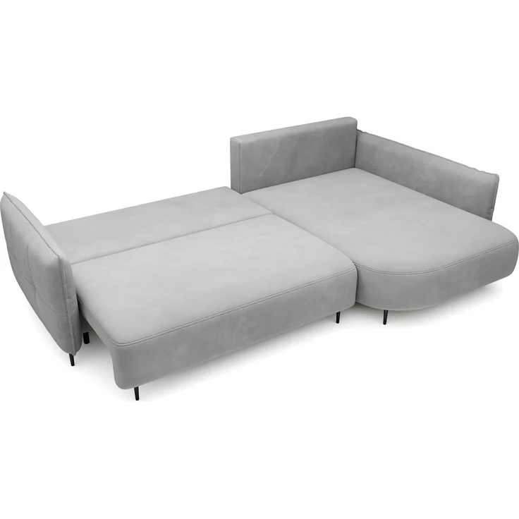 Selsey 'Oblivio' Ecksofa mit Schlaffunktion, Bettkasten, Samt wasserabweisend, Ottomane rechts, Grau – Bild 3