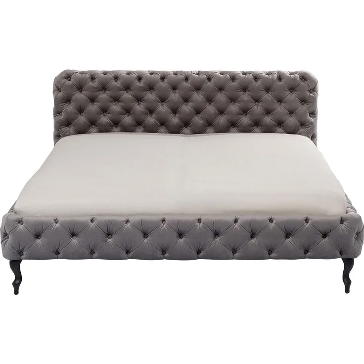 Kare Design Bett Desire 180x200 cm, velvet silbergrau, luxuriöses Polsterbett,raffiniertes Samtbett, (H/B/T) 100 x 197 x 228 cm