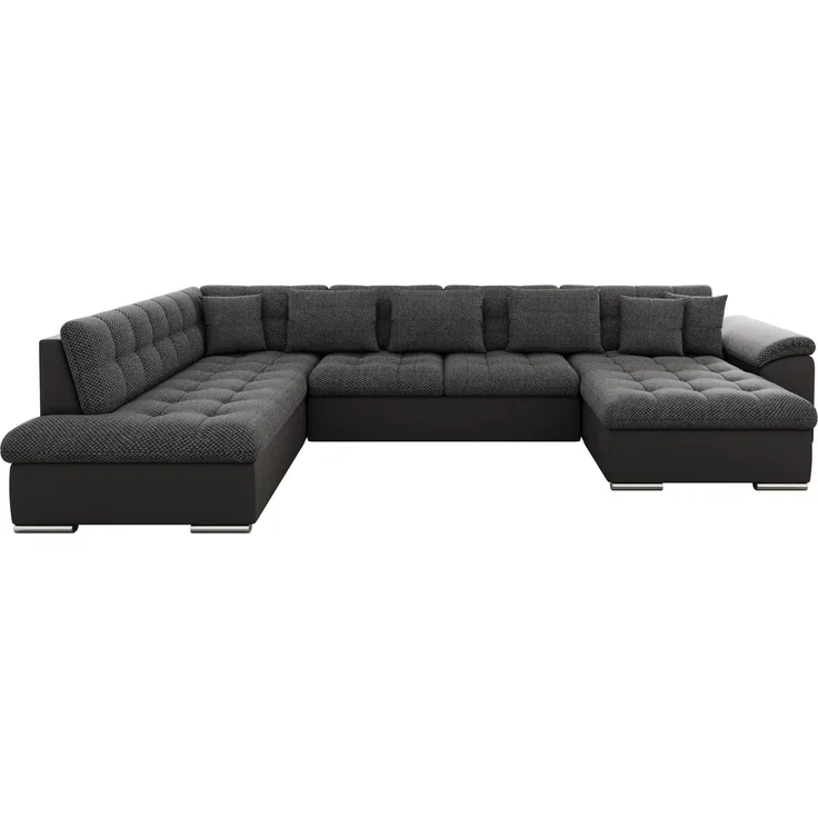 Mirjan24 'Niko Bis' Wohnlandschaft, Plüschstoff, 76 x 205 x 348 cm, Dunkelgrau / Schwarz, Rechts