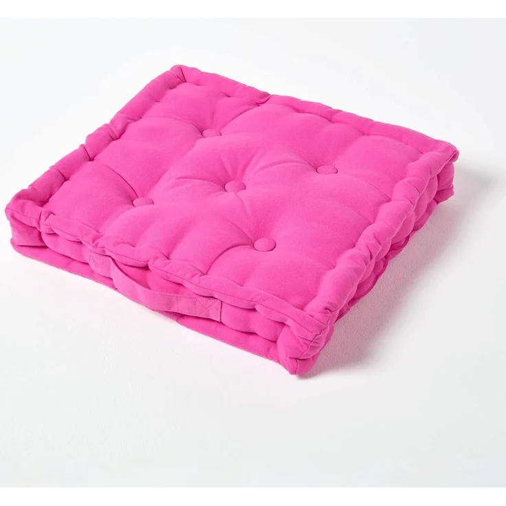 Homescapes Bodenkissen Sitzkissen unifarben pink 50 x 50 cm – Bild 1