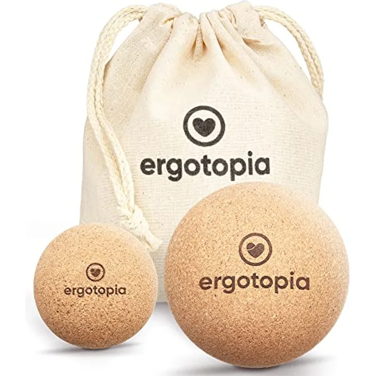 Ergotopia Faszienball-Set I Aus Naturkork I ökologischem und nachhaltig I Inkl. Tragetasche I