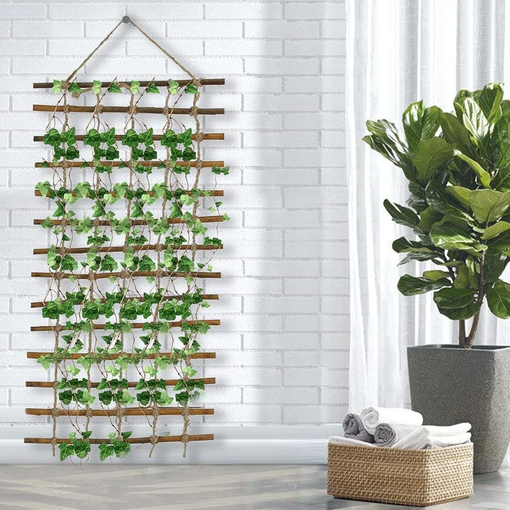 Coradoma Rankhilfe aus Weide für Kletterpflanzen 75x200 cm | Rankgitter mit Juteschnur, Gartenstütze für Pflanzenwachstum und Dekoration, Ranknetz Rankleiter – Bild 2