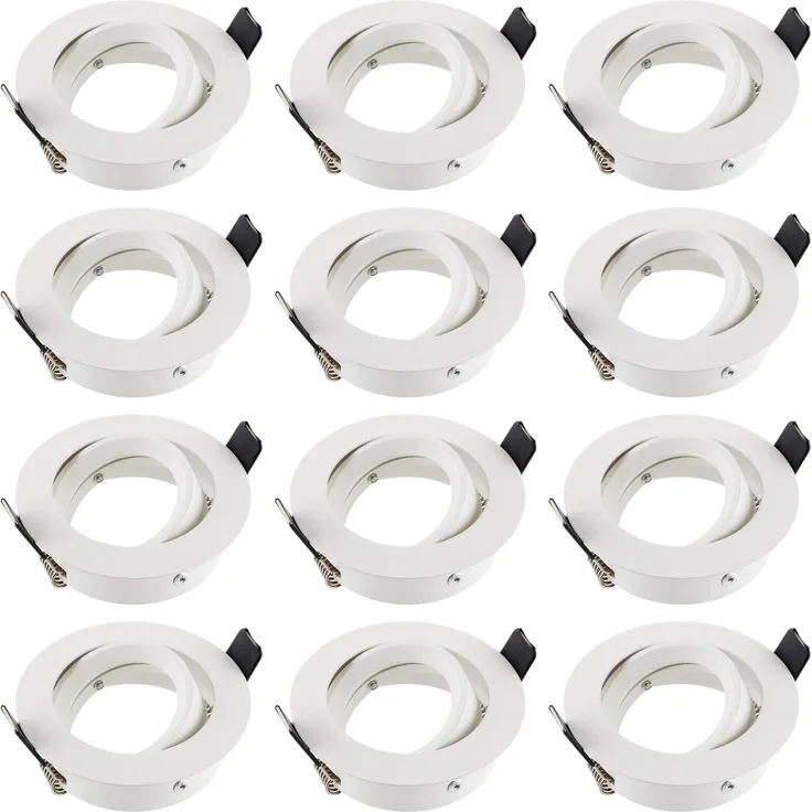 SEBSON Gehäuse für Einbaustrahler mit GU10 Fassung LED Halogen 230V - Schwenkbarer Einbaurahmen, Lochdurchmesser 75mm (min. 73mm, max. 77mm) für Deckenbeleuchtung - 12er Set