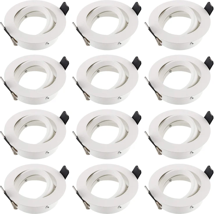 SEBSON Gehäuse für Einbaustrahler mit GU10 Fassung LED Halogen 230V - Schwenkbarer Einbaurahmen, Lochdurchmesser 75mm (min. 73mm, max. 77mm) für Deckenbeleuchtung - 12er Set