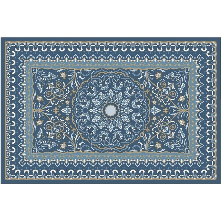 matches21 HOME & HOBBY Fußmatte Türmatte Vintage Floral blau in 40x60 cm als Fussabtreter, rechteckig, Höhe: 5 mm, Rutschfester Türvorleger für innen als waschbare Schmutzfangmatte – Bild 1