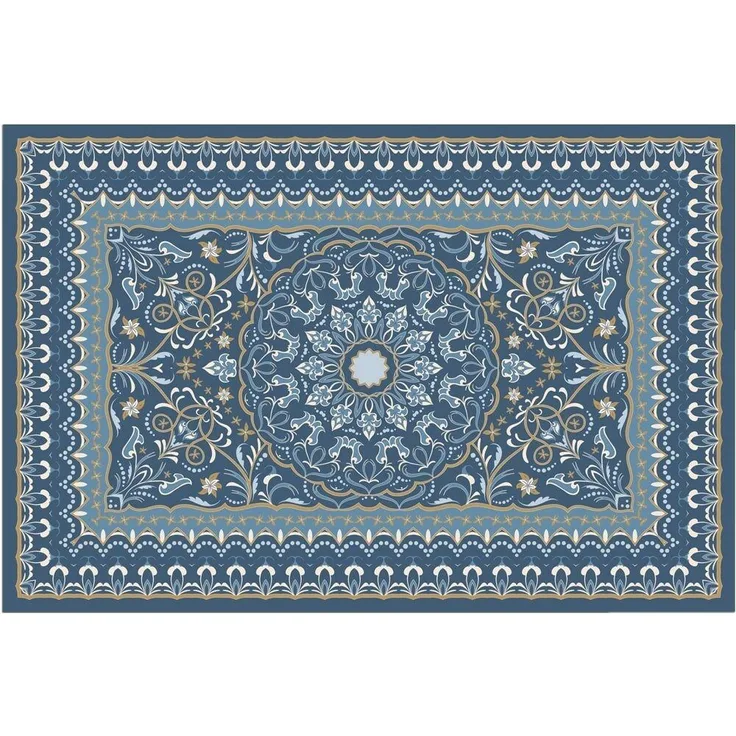 matches21 HOME & HOBBY Fußmatte Türmatte Vintage Floral blau in 40x60 cm als Fussabtreter, rechteckig, Höhe: 5 mm, Rutschfester Türvorleger für innen als waschbare Schmutzfangmatte