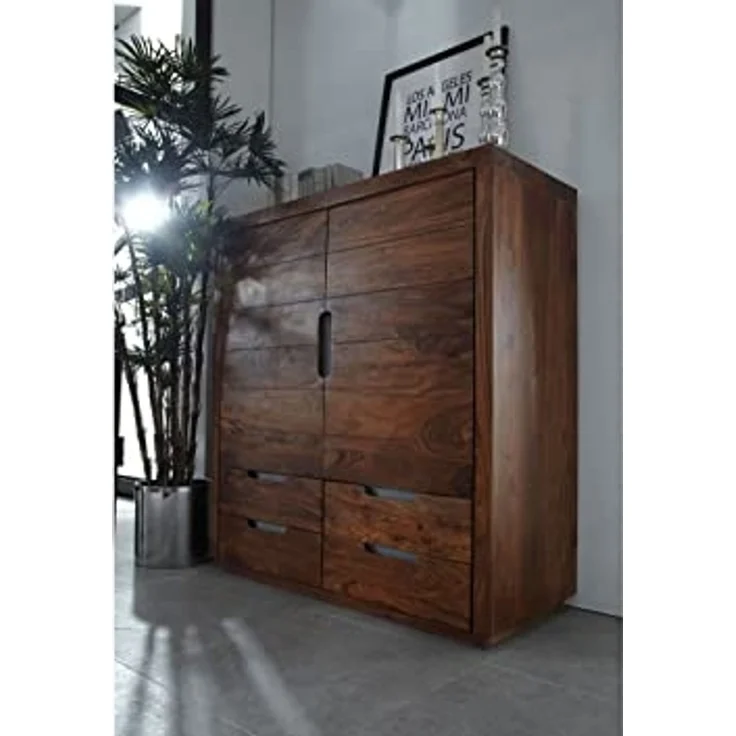 Highboard Sheesham 120 x 50 x 130 walnuss lackiert DUKE #117 – Bild 2