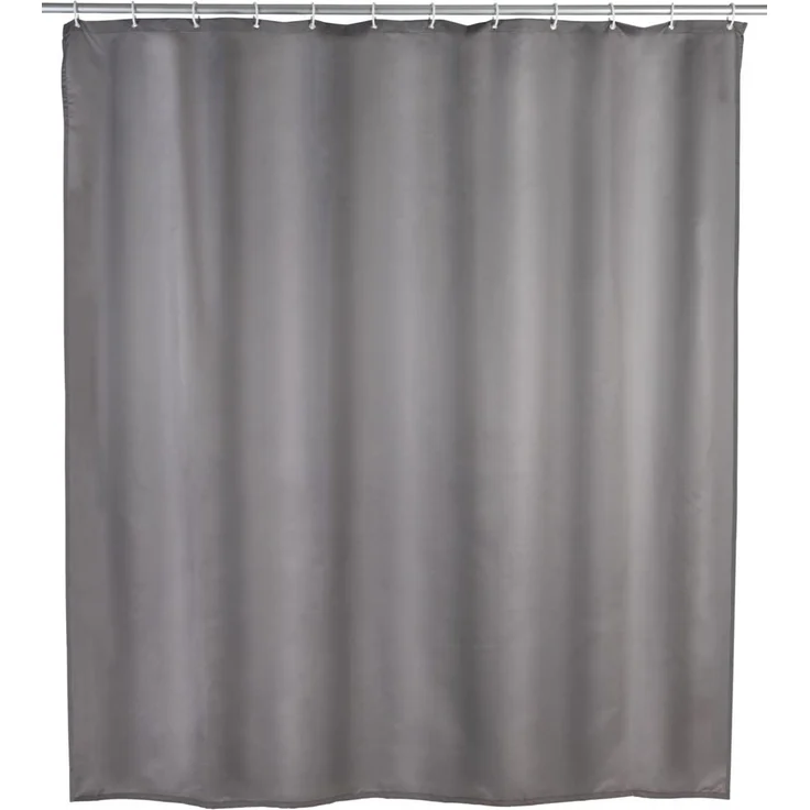 WENKO UNI Duschvorhang 180 x 200 cm, Grau, waschbar – Bild 1