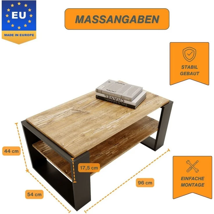 Raumhirsch Furniture Couchtisch Kaja96 modern & stabil fürs Wohnzimmer aus Holzwerkstoff – Bild 3