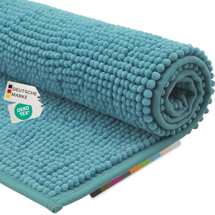 NYVI Badematte WC Vorleger NYVISpa Chenille Badvorleger, Höhe 20 mm, Polyester, Rutschfest, Saugfähig, Schnell Trocknend, Fußbodenheizung geeignet – Bild 1