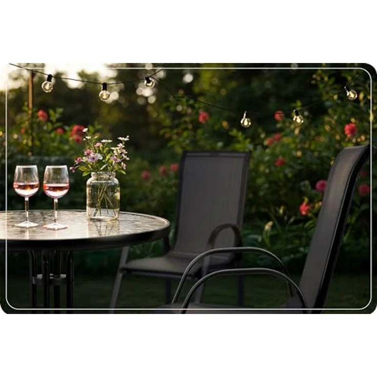 Sofotel Gartenmöbel Set 3 Stück Gartentisch 2 Gartenstühle Metall Schwarz – Bild 4