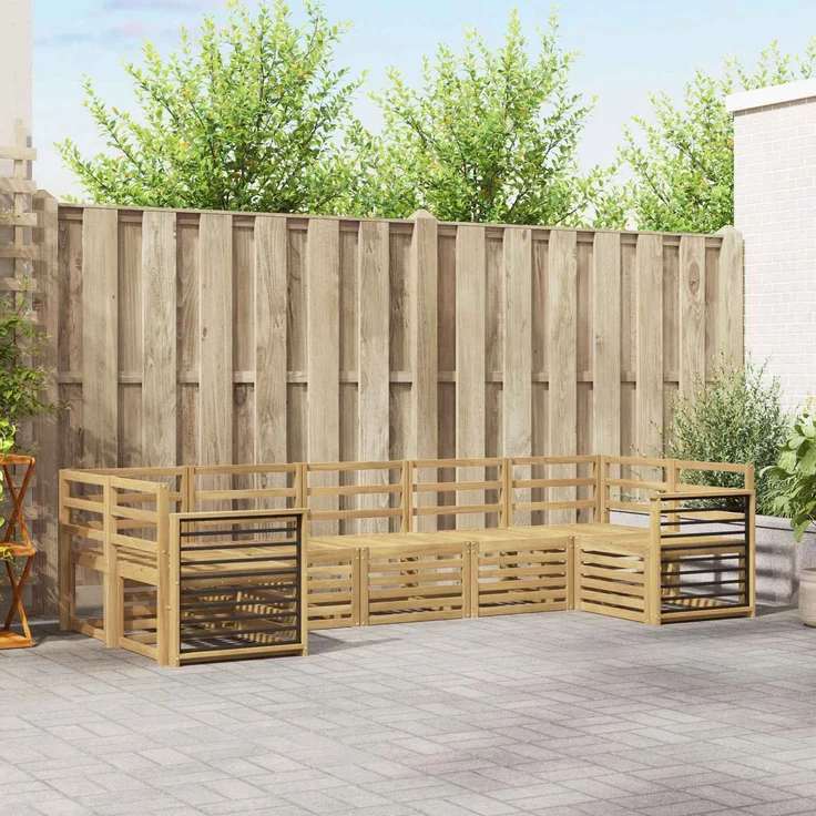 vidaXL Outdoor-Sofagarnitur 7 stk. 7-Sitzer Weiß Massivholz Akazie 3392444 – Bild 1