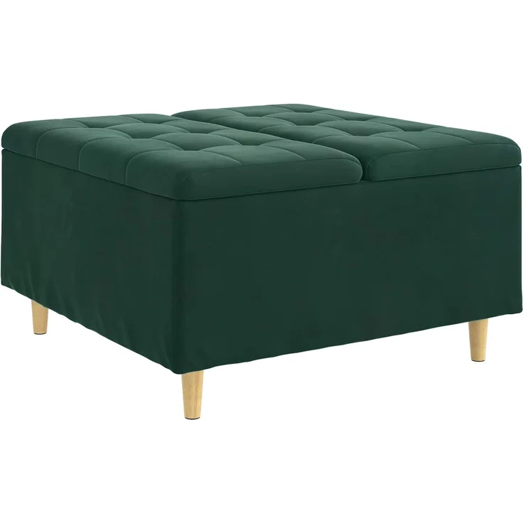 vidaXL Ottoman mit Stauraum Dunkelgrün 80 x 80 x 45 cm Samt 876842 – Bild 2