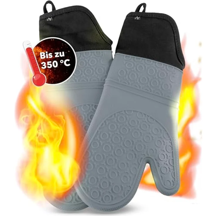 AVANA Topfhandschuhe Silikon Ofenhandschuhe Backhandschuhe Kochhandschuhe, (1 Paar Ofenhandschuhe aus Silikon), weiches Baumwoll-Innenfutter, Anti-Rutsch, Hitzebeständig bis 350°C – Bild 2
