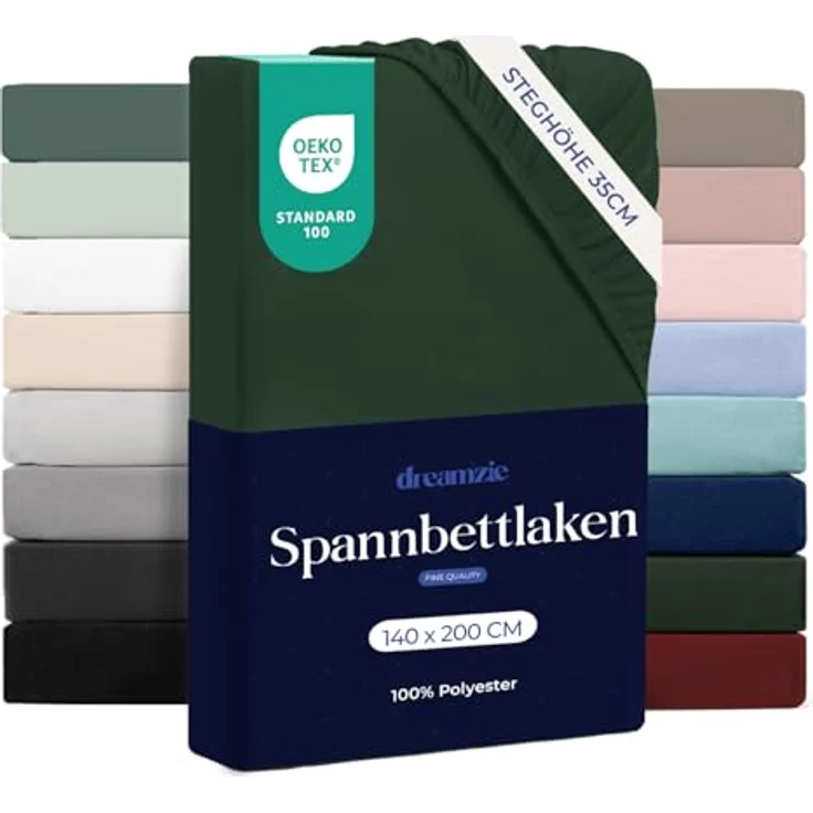 Dreamzie - Spannbettlaken 140x200 cm | Mikrofaser Weich – Für Dicke Matratzen – Oeko-Tex | Komfort, Atmungsaktivität, Pflegeleicht – Grün – Bild 2