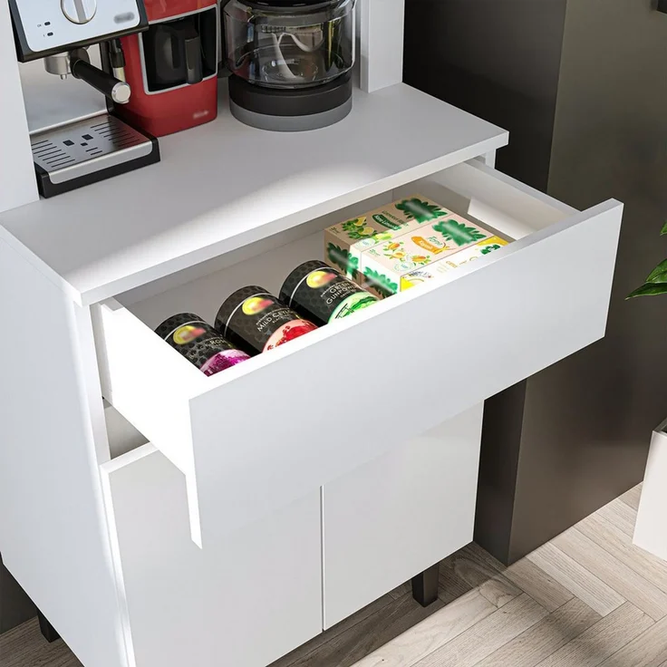 Roomart Küchenregal VENEDIK Küchenschrank 60 cm, Buffet, Schublade in 4 Farben, Buffet- & Mehrzweckschrank, LED Bogennische, Schublade, 4 Farben, 18 mm Platten – Bild 3