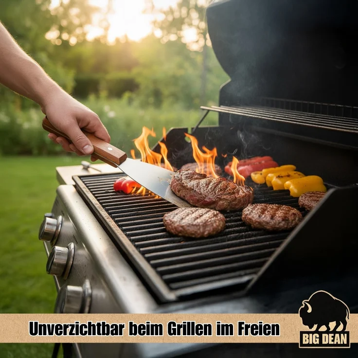 2er Set Grillspachtel Edelstahl + Holfgriffe – Bild 8