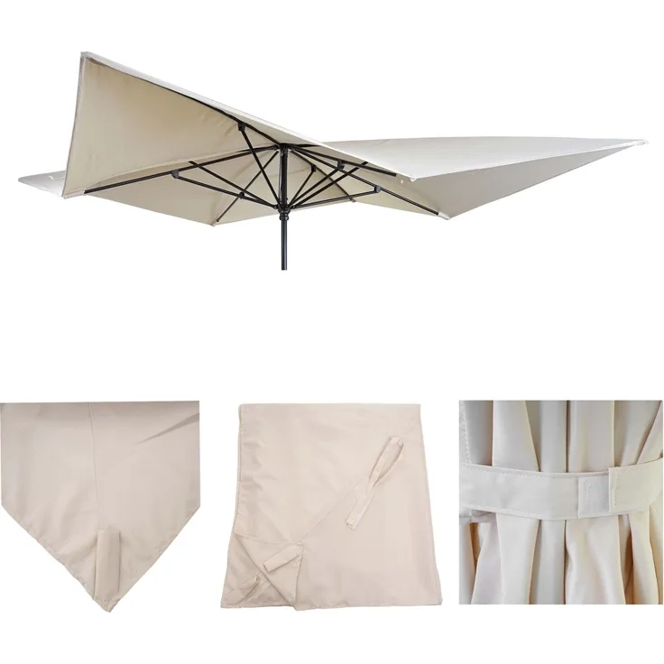 Ersatz-Bezug für Luxus-Sonnenschirm HWC-A37, Sonnenschirmbezug Ersatzbezug, 3x3m (Ø4,24m) Polyester ~ creme