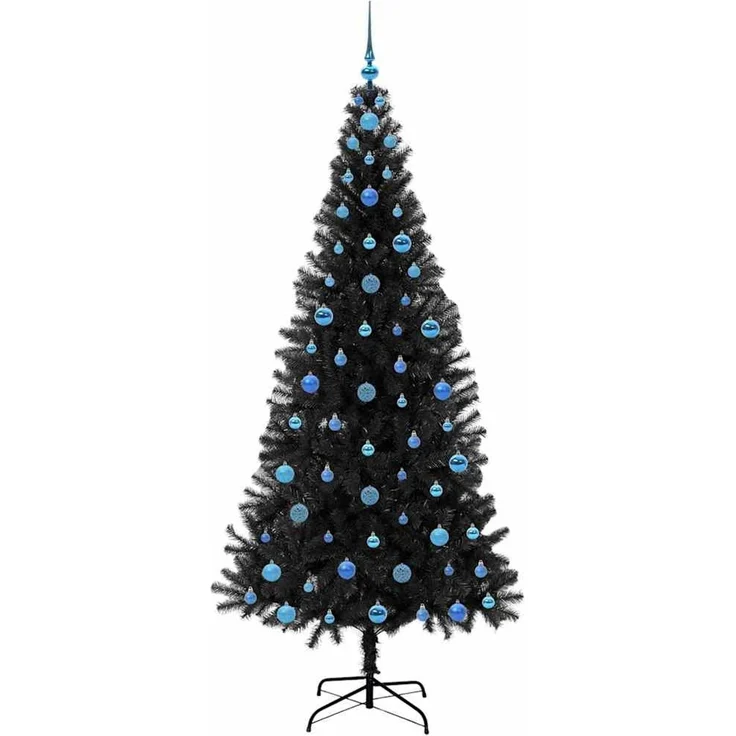 vidaXL Weihnachtsbaum mit LED-Beleuchtung Schwarz 210 cm PVC und Stahl 3396494 – Bild 4