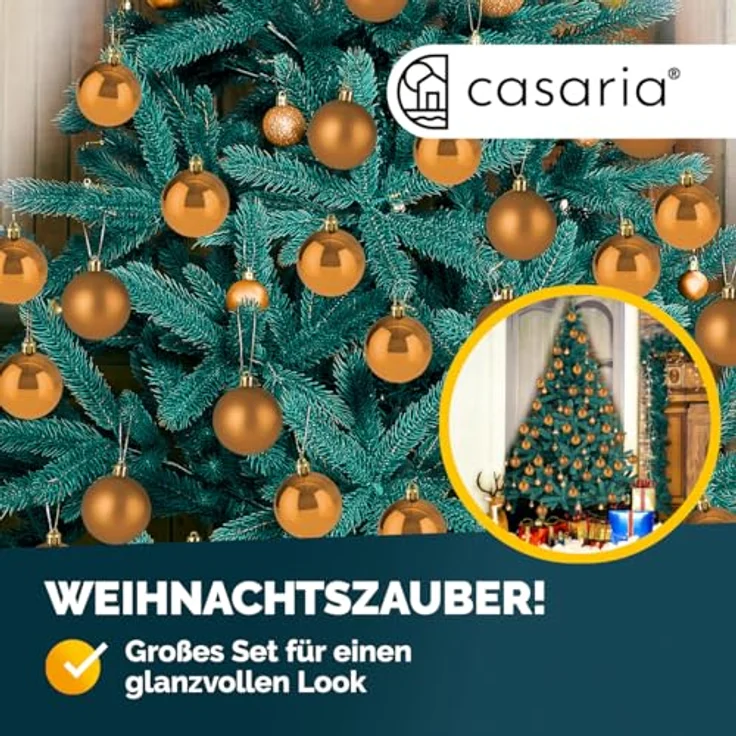 Deuba® Weihnachtskugeln 54tlg, Ø 6cm, bruchsicherer Kunststoff, matt und glänzend, Christbaumschmuck in braun, inkl. Aufhänger – Bild 2