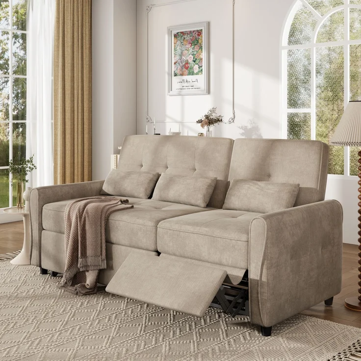 EINHOM 3-Sitzer Schlafsofa Ausziehbar – 3-in-1 Sofabett aus Chenille-Stoff, ausziehbare Liegefläche, 3-fach verstellbare Rückenlehne (90°, 145°, 180°) & Schlaffunktion – Bild 5