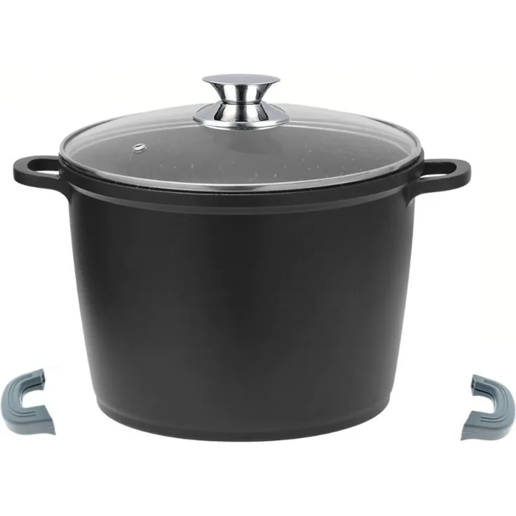 Tiefer Kochtopf mit Glasdeckel & Silikongriffe, ø32 cm - 15 L - Antihaft