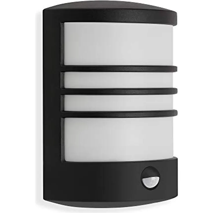 TELEFUNKEN LED Außenwandleuchte, Außenlampe mit Bewegungssensor und Dämmerungssensor, 12 Watt, 1.200 Lumen, IP44, Weiß/Schwarz, 245x180x95mm