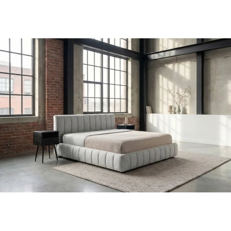 KAWOLA Bett ALIOTTA Polsterbett Stoff grau 160x200 cm mit Lattenrost