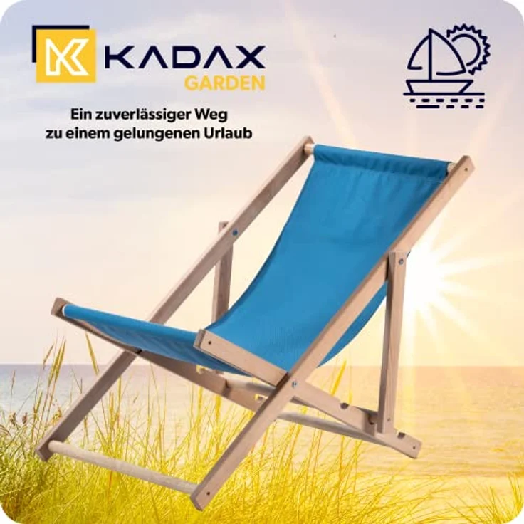 Kadax Holzliegestuhl, klappbare Gartenliege aus Buchenholz, hellblau, 53x78 cm, UV- und feuchtigkeitsresistent, Tragfähigkeit bis 120 kg – Bild 2