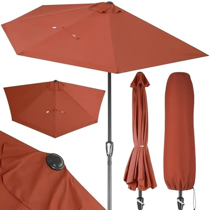 Kingsleeve Sonnenschirm, halbrund, wasserabweisend, UV-Schutz 50+, Stahl terracotta, 270 cm