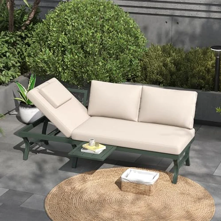 Ball & Cast Gartenlounge Set, Outdoor Sofa 3-Sitzer mit Verstellbarer Kippfunktion, für Garten, Terrasse & Balkon, Grün – Bild 1