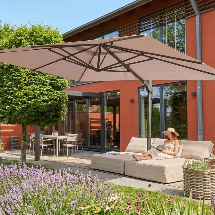 osoltus KOS Ampelschirm Alu Taupe 350x260cm axial schwenkbar – Bild 2