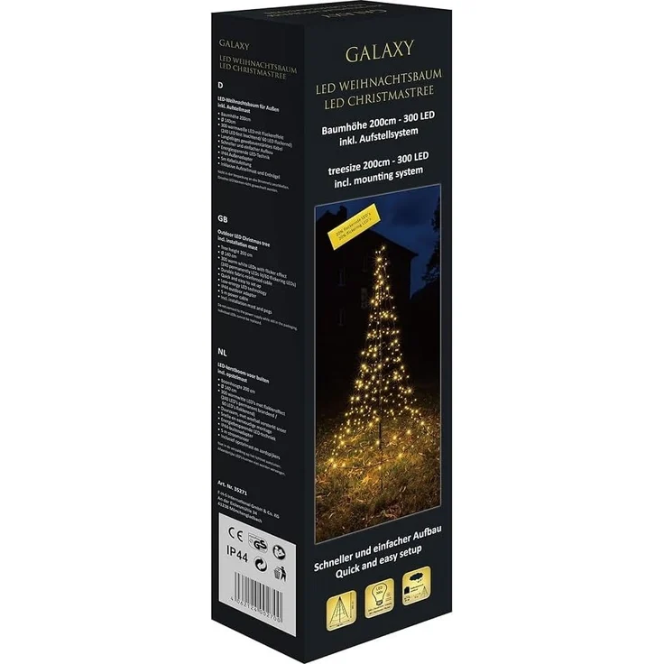Star-Max LED-Lichterkette 35271T LED Tannenbaum GALAXY 2x1,4m 300 warmweiße LEDs außen Timer – Bild 2