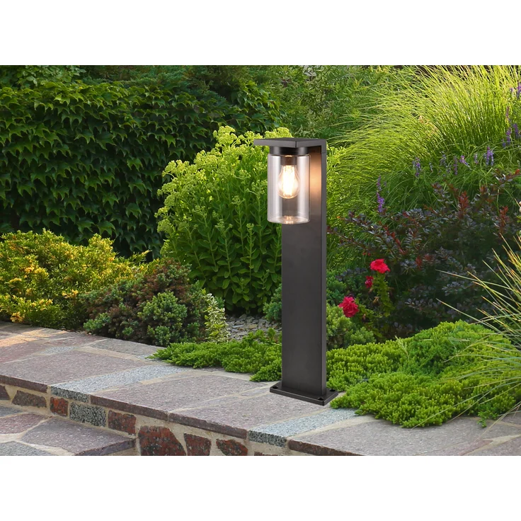 Sockelleuchte ARDILA Laterne aus Aluminium Schwarz, Höhe 65cm – Bild 1