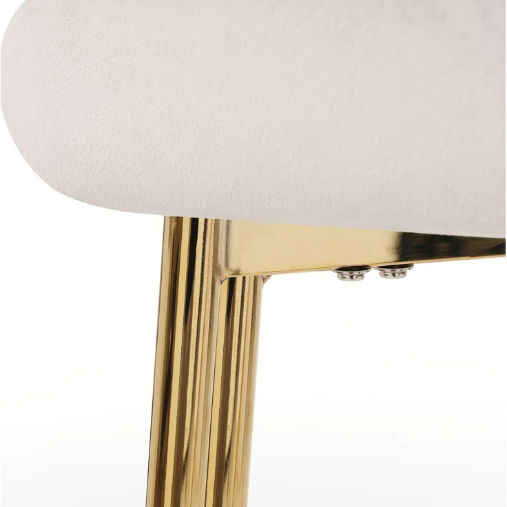 Esszimmerstuhl-Set, Samt, 6er-Set mit Metallgestell, 58×47×85 cm, Beige/Gold – Bild 9