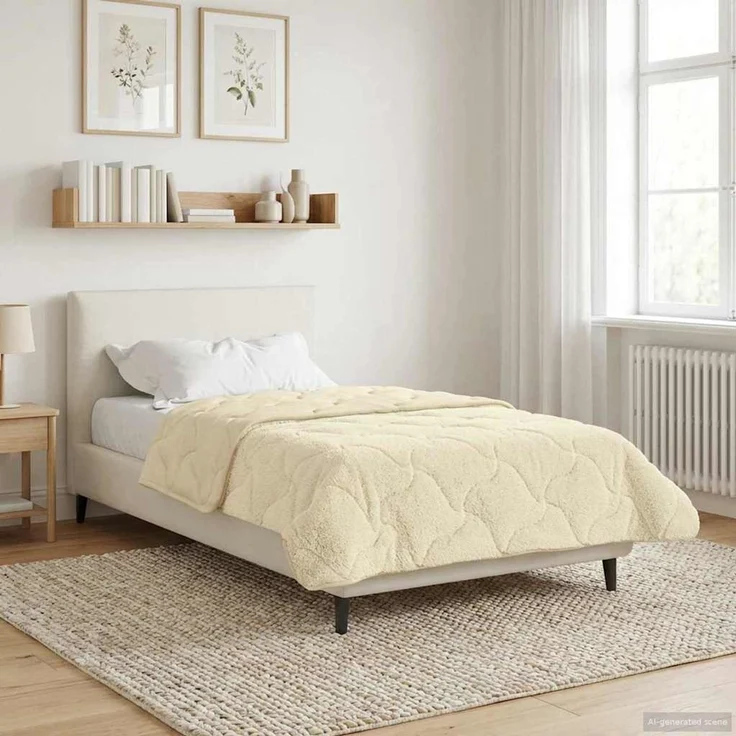 vidaXL Winterbettdecke Creme 155 x 200 cm Mikrofaser und Teddy-Fleece 42026363 – Bild 4