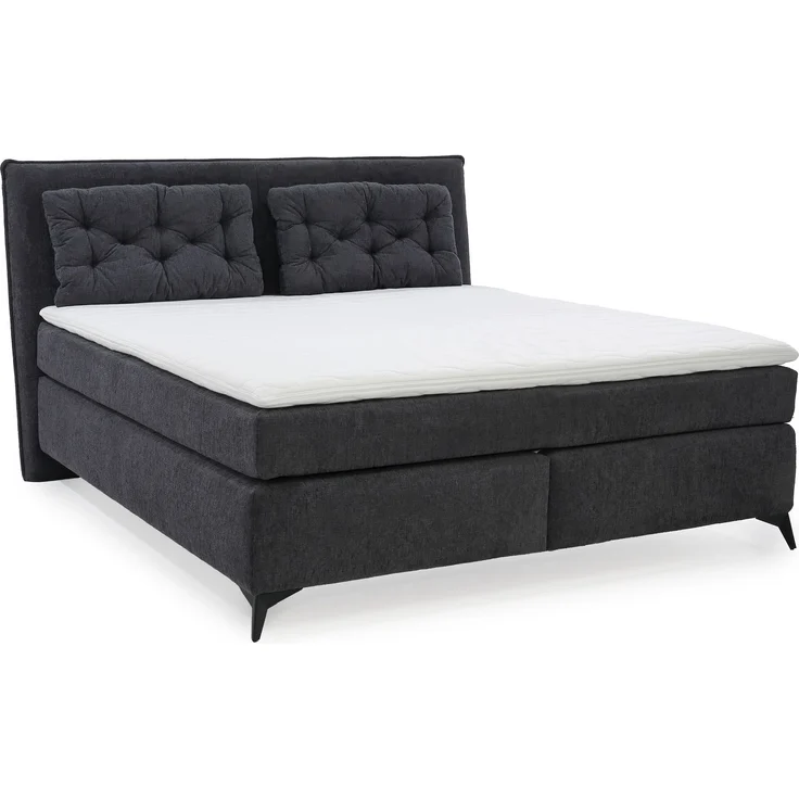 Boxspringbett 180x200 Federkern Wendematr.H2/H3 Bonell Topper Chenille Anthrazit – Bild 1