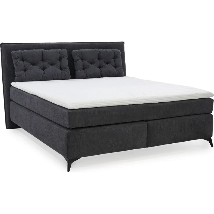 Boxspringbett 180x200 Federkern Wendematr.H2/H3 Bonell Topper Chenille Anthrazit