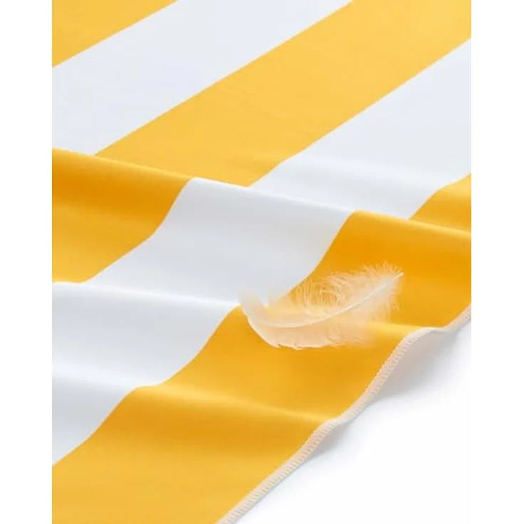 Fit-Flip Strandtuch XXL Mikrofaser, leicht und schnelltrocknend, 100% recyceltes Badetuch, Zitronengelb-Weiß gestreift, 200x90cm – Bild 2