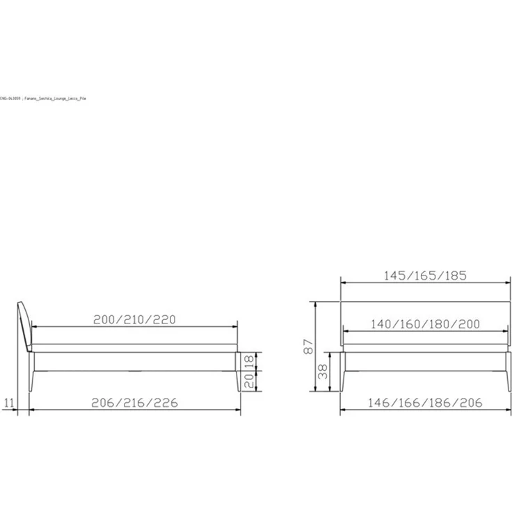 Hasena Polsterbett Sestola Weiß mit gepolstertem Kopfteil 140x200 cm, Fußhöhe 20 cm MDF weiss deckend – Lounge – Bild 5