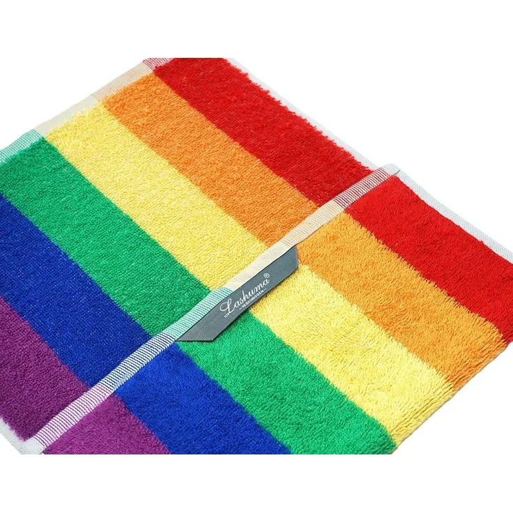 Lashuma Gästehandtücher Regenbogen, Frottee (2-St), kleine Handtücher Bad 30x50 gestreift bunt – Bild 3