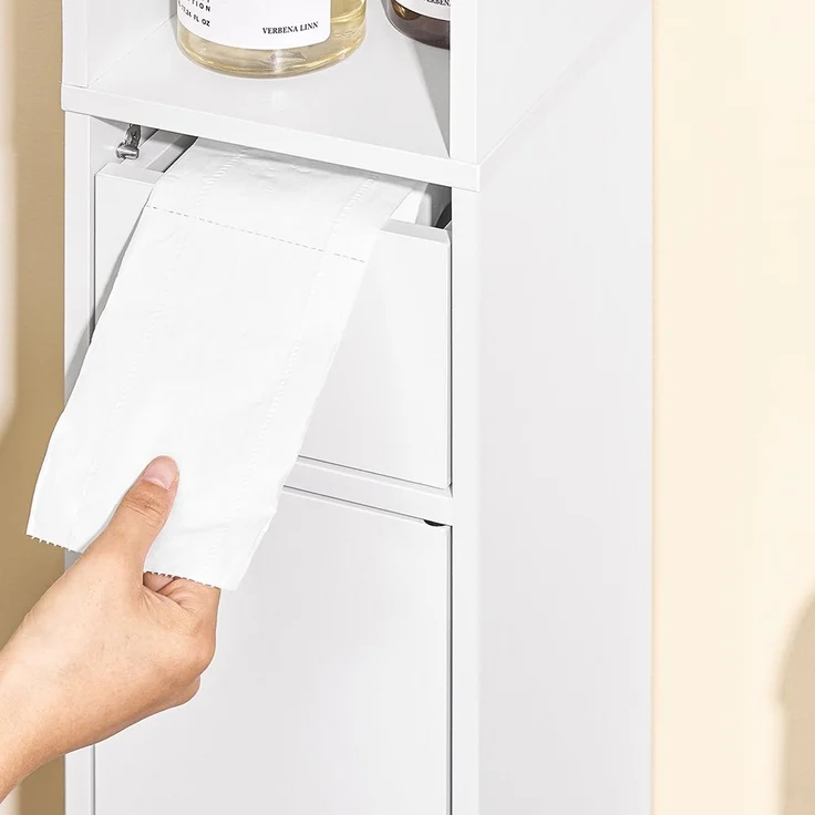 SoBuy BZR34-K-W Badezimmer-Hochschrank, Spanplatte, Melamin, Weiß, 20 x 180 x 20 cm – Bild 7