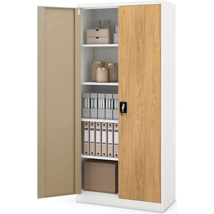 Jan Nowak Aktenschrank Metall 90 x 40 x 195 cm abschließbarer Stahlschrank mit verstellbaren Böden und großer Fassungs- kapazität Büroschrank für Ordner und Dokumente – Bild 2