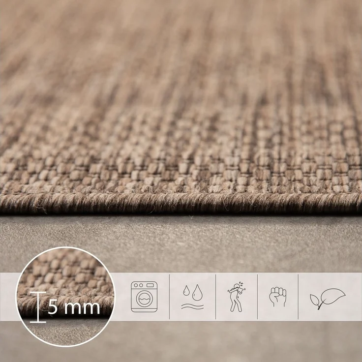 SIMPEX24 Outdoorteppich Unicolor - Einfarbig, Läufer, Höhe: 5 mm, Teppich Wetterfest Balkon Küchenteppich Flachgewebe Sisaloptik – Bild 2